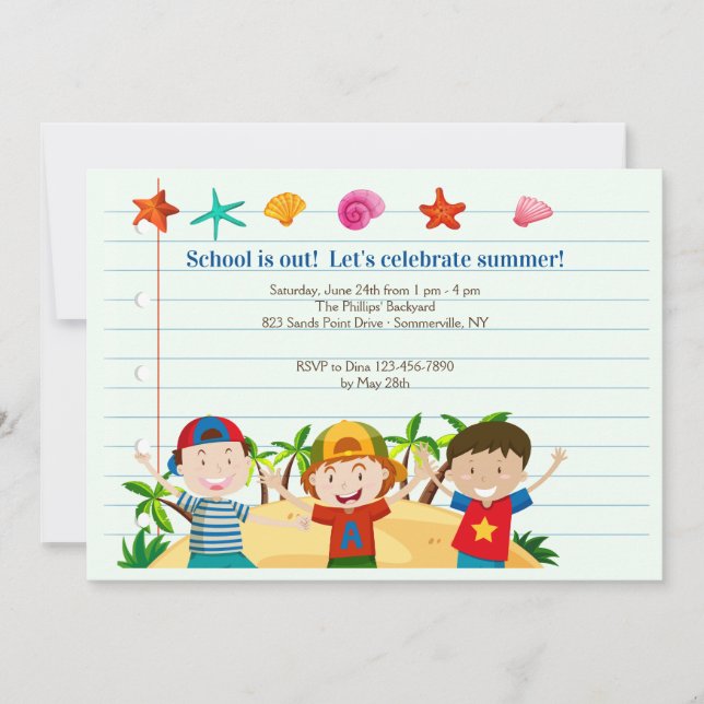 Sommer-Jungen-Einladung Einladung (Vorderseite)