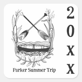 Sommer Kanu Familienausflug individuelle Serviette Quadratischer Aufkleber