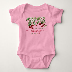 Sommer-Kariert-Kirsch-Thema-Baby-Shower Baby Strampler