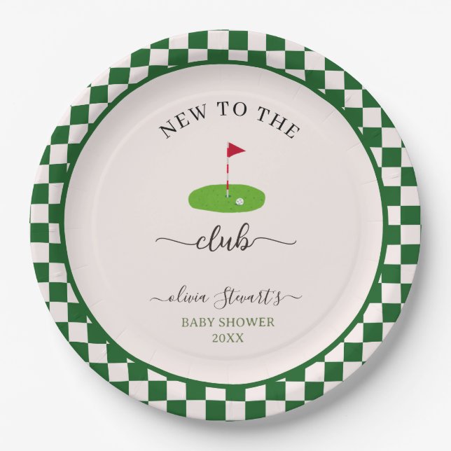 Sommer-Karo-Golf-Baby-Party Pappteller (Vorderseite)