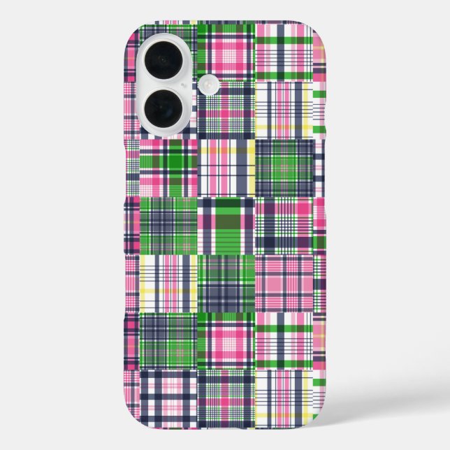 Sommer-Karo Rosa Madras Patchwork Case-Mate iPhone Hülle (Rückseite)
