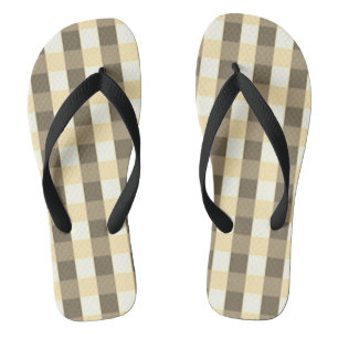 Sommer Karomuster Braun Beige Sandalen Flip Flops