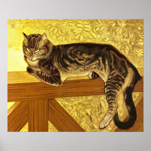 Sommer- Katze auf Balustrade von Theophile Steinle Poster (Vorne)