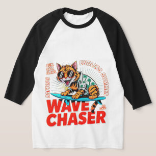 Sommer-Katzen-Strand-Vibes Retro-Tropisches-Surfen T-Shirt