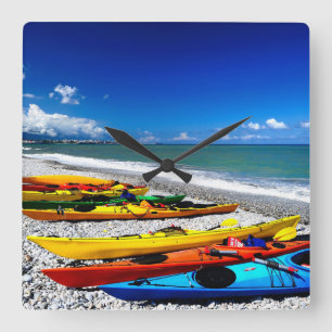 Sommer Kayaking Quadratische Wanduhr