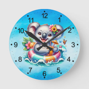 Sommer Koala Sublimations-Cliparts Runde Wanduhr