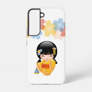 Sommer-Kokeshi-Puppe - Geisha-Mädchen im gelben Ki Samsung Galaxy Hülle