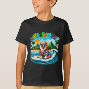 Sommer-Kostüm-Corgi-Sungles-Surfen-am-Strand-Surf T-Shirt