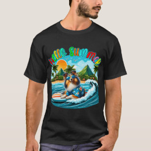 Sommer Kostüm Sheltie Sonnenbrille Surfen am Stran T-Shirt