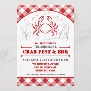 Sommer-Krabben-Blutgeschwür u. GRILLEN Party Einladung