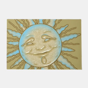 Sommer lächelnd Sun Blue Gold Door Mat Fußmatte