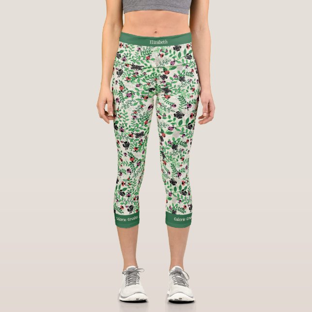 Sommer - Lady Bugs, Schmetterlinge und Blätter Capri Leggings (Vorderseite)