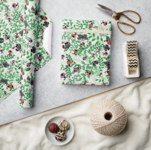 Sommer - Lady Bugs, Schmetterlinge und Blätter - R Geschenkpapier