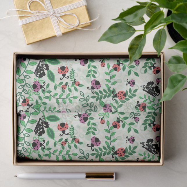 Sommer - Lady Bugs, Schmetterlinge und Blätter Seidenpapier (Geschenk)
