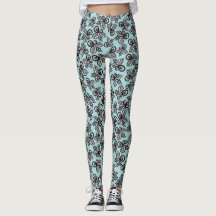 Sommer-Leggings mit Schwarz-Weiß-Blume