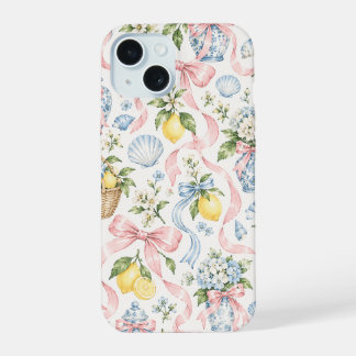 Sommer-Limonen/Schleife/Muschel-Handyhülle iPhone 15 Hülle