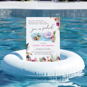 Sommer-Luau   Tropical Pool Party Geburtstag Einladung