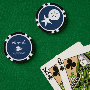 Sommer-Meeresmuscheln in Navy Pokerchips
