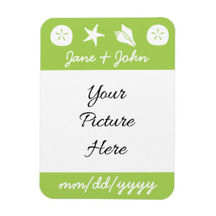 Sommer-Meeresmuscheln in Peridot Save-the-Date Mag Magnet
