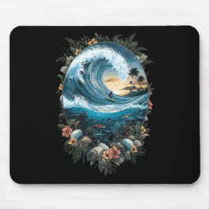 Sommer Meereswelle Surfen Tropischer Strand Riff Mousepad