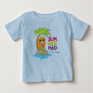 Sommer Meerjungfrau Süßes Baby T-Shirt Blau