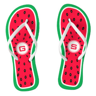 Sommer-mit Monogramm Wassermelone-Scheibe-lustiges Flip Flops