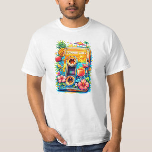 Sommer-Mixtape-Kassette mit tropischen Elementen T-Shirt