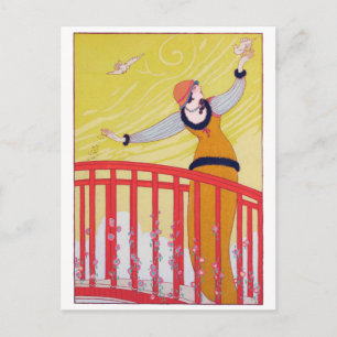 Sommer Mode Zeichnung Gelb Charles Martin Kunst  Postkarte