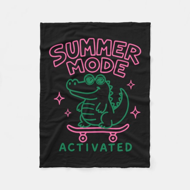 Sommer-Modus aktiviert süßes Alligator-Design Fleecedecke (Vorderseite)