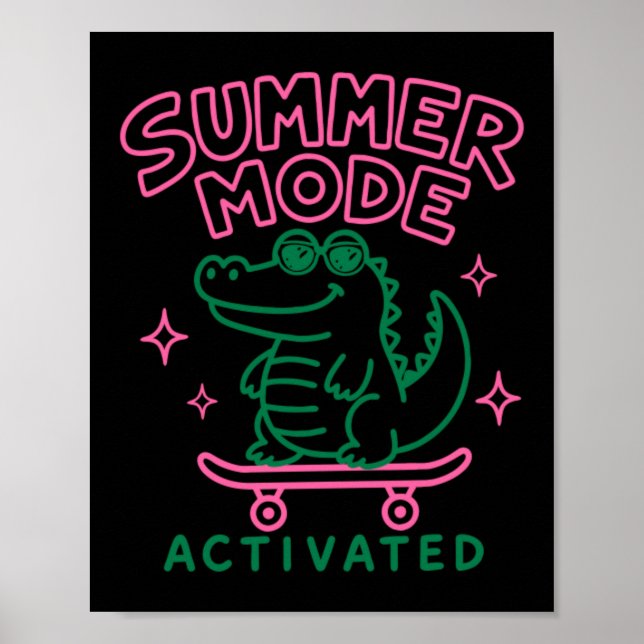 Sommer-Modus aktiviert süßes Alligator-Design Poster (Vorne)