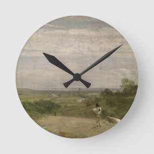 Sommer-Morgen John Constables : Dedham von Langh Runde Wanduhr