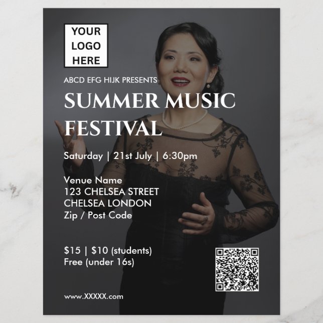 Sommer-Musikfestival QR-Code und Logo Flyer (Vorne)