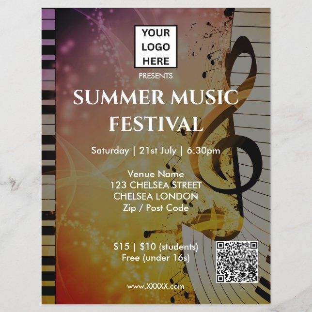 Sommer-Musikfestival QR-Code und Logo Flyer (Vorne)