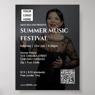 Sommer-Musikfestival QR-Code und Logo Poster