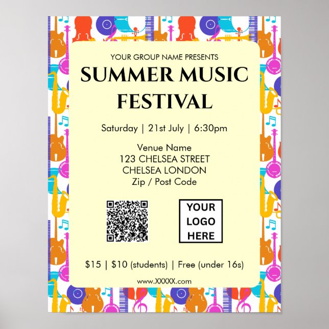 Sommer-Musikfestival QR-Code und Logo Poster (Vorne)