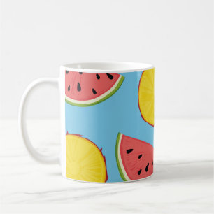 Sommer-Muster mit Ananas und Wassermelone-Kunst Kaffeetasse