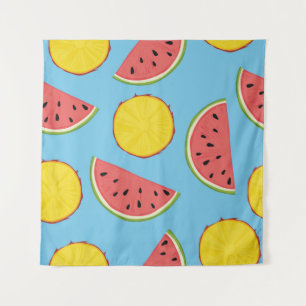 Sommer-Muster mit Ananas und Wassermelone-Kunst Wandteppich