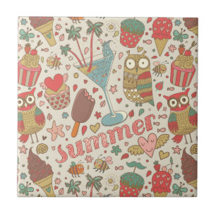 Sommer-Muster mit Eiscreme Fliese