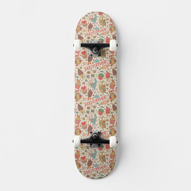 Sommer-Muster mit Eiscreme Skateboard (Vorderseite)