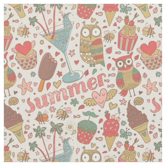 Sommer-Muster mit Eiscreme Stoff (Nahaufnahme)