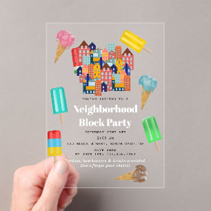 Sommer-Nachbarschafts-Grillfest-Blockparty Acryleinladungen
