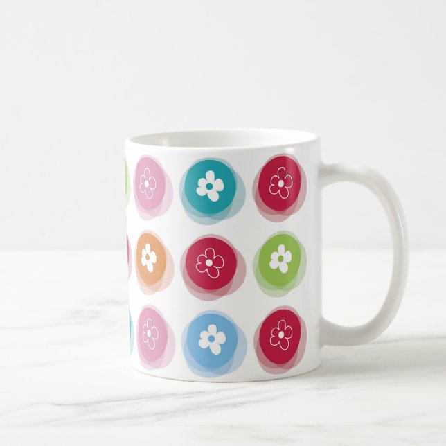 Sommer Niedliche Dämmerung Blume Fuzzy Dots Farbli Kaffeetasse (Rechts)