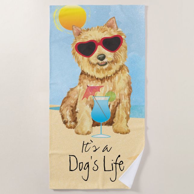 Sommer Norwich Terrier Beach Handtuch (Vorderseite)