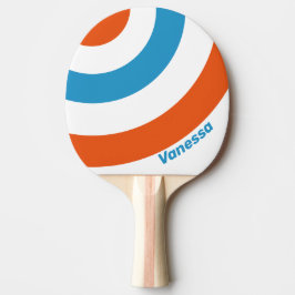 Sommer-Nostalgie-Kreisstreifen mit Namen Tischtennis Schläger