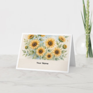 Sommer Notizkarte mit Namen - Sonnenblume Dankeskarte