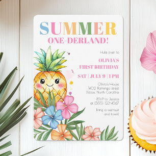 Sommer Onederland Geburtstagsfeier für Frucht Mädc Einladung