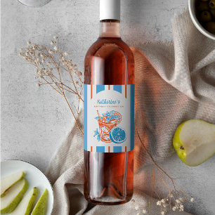 Sommer Orange Blaue Streifen Cocktail Geburtstagsf Weinetikett