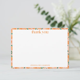 Sommer Orangen Obst Aquarell Rosa Babyparty Dankeskarte