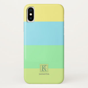 Sommer-Ozean-Stripes Limone Farbpalette Monogramm Case-Mate iPhone Hülle