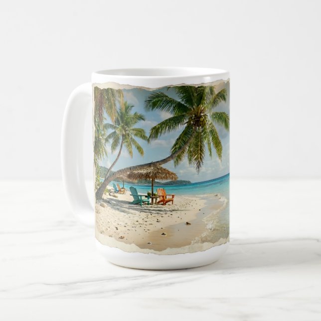 Sommer Palm Beach Tasse (Vorderseite Links)